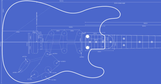 فایل نقشه گیتار الکتریک مدل Fender stratocaster