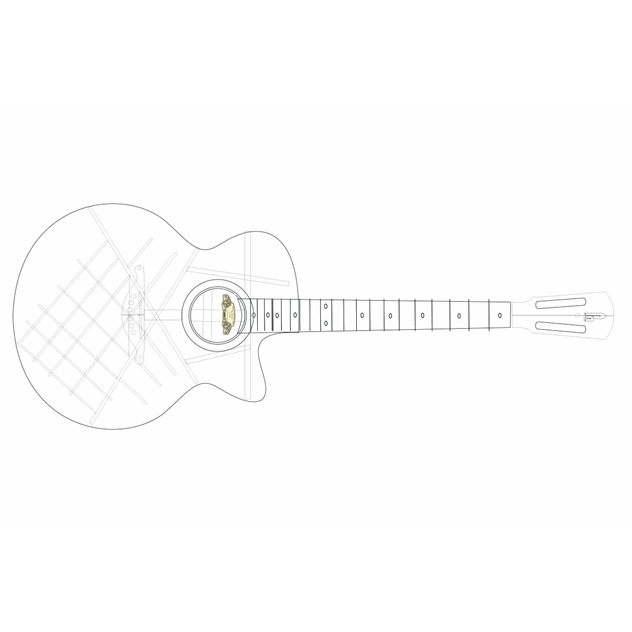 فایل نقشه گیتار آکوستیک مدل Single-Cutaway Nylon Guitar